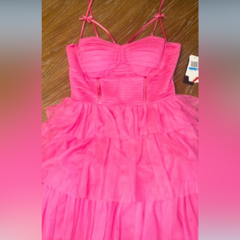 Macy's Vibrant Pink Tiered Prom Dress